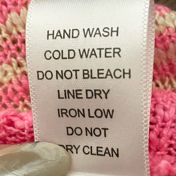 Bibi Rhyme Or Reason Lightweight Striped Hoodie Sweater Green Pink Size Medium - Picture 10 of 12